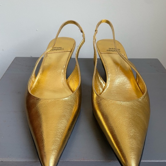 Jeffrey Campbell Metallic Gold Slingback Heels - Picture 2 of 8